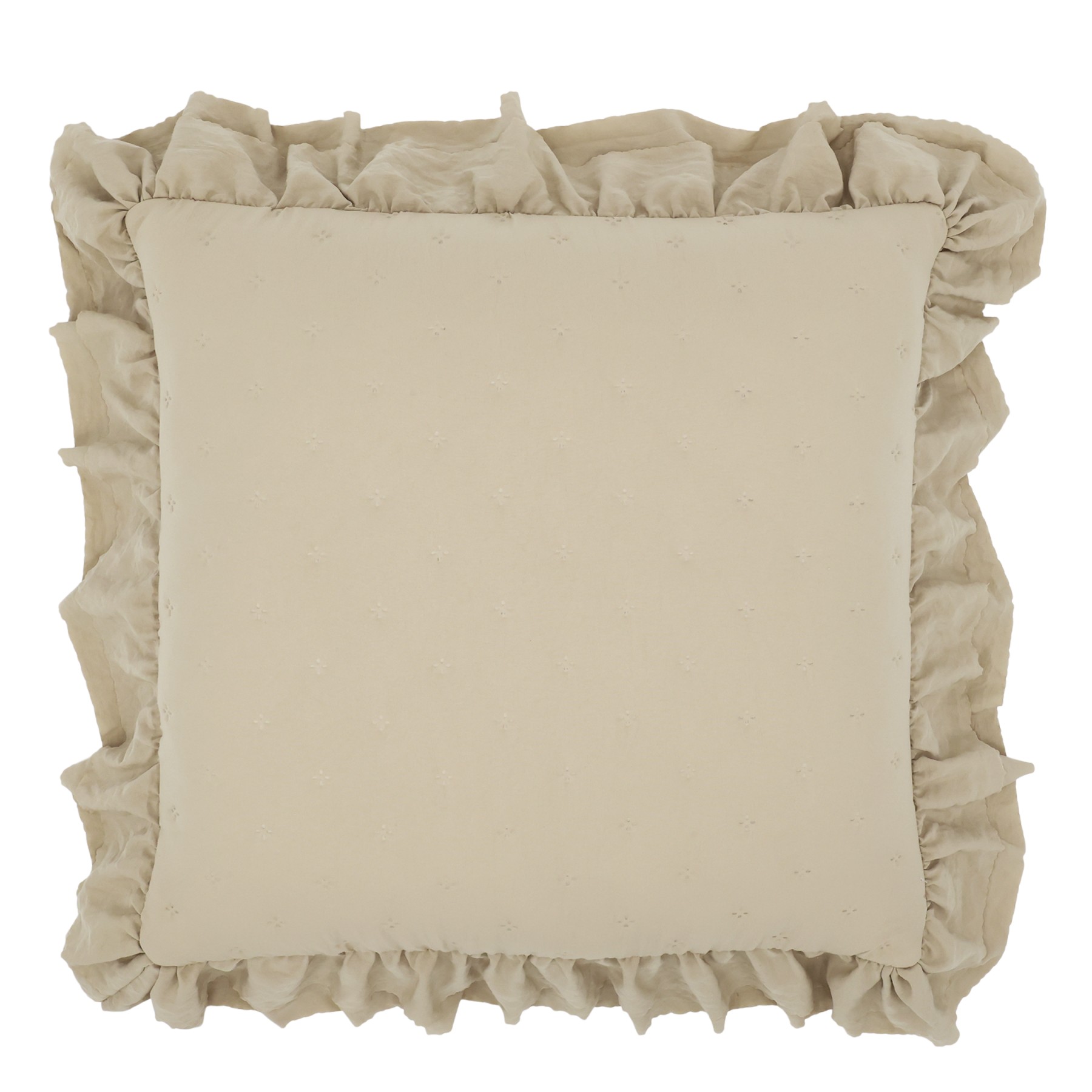 Béžový povlak na polštář s volánkovým okrajem Aix Soft – 50*50 cm