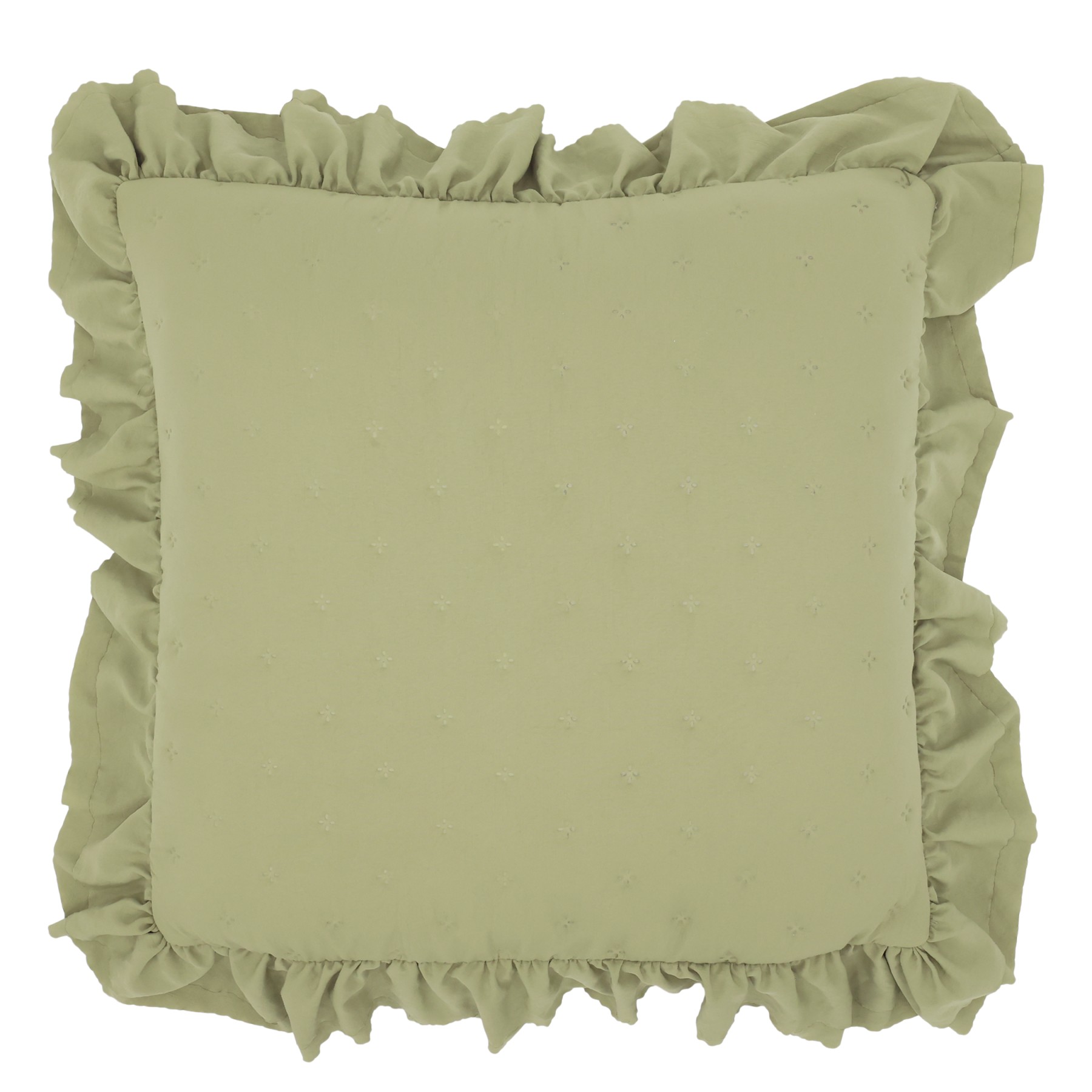Zelený povlak na polštář s volánkovým okrajem Aix Soft – 50*50 cm