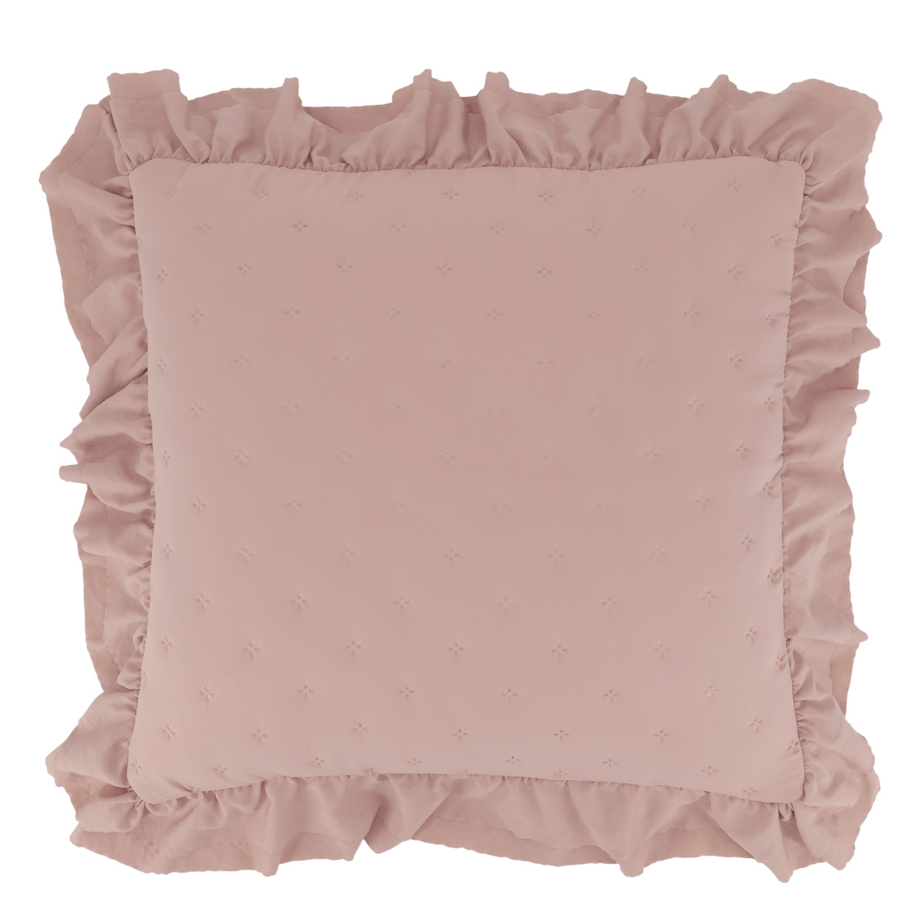 Růžový povlak na polštář s volánkovým okrajem Aix Soft – 50*50 cm