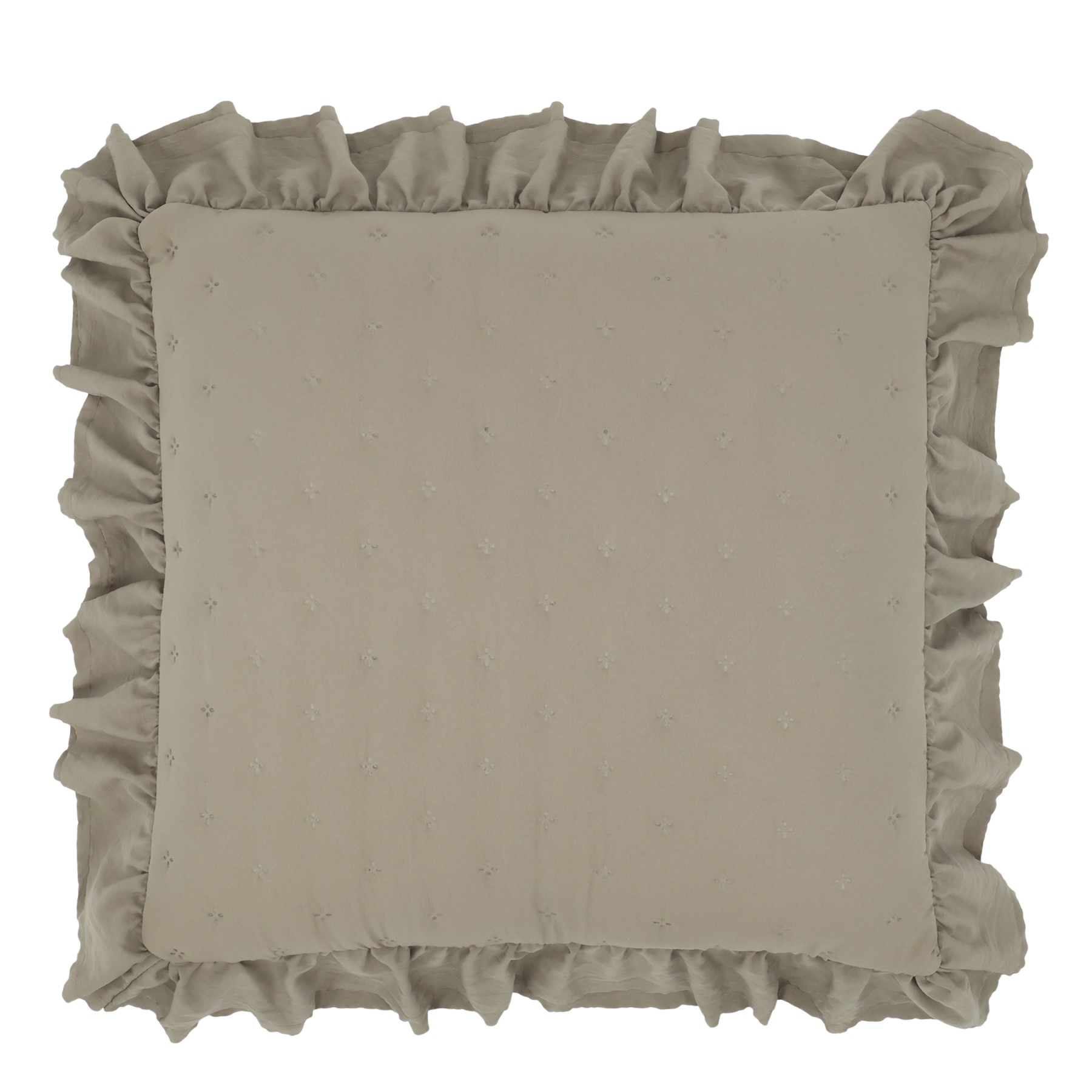 Taupe povlak na polštář s volánkovým okrajem Aix Soft – 50*50 cm