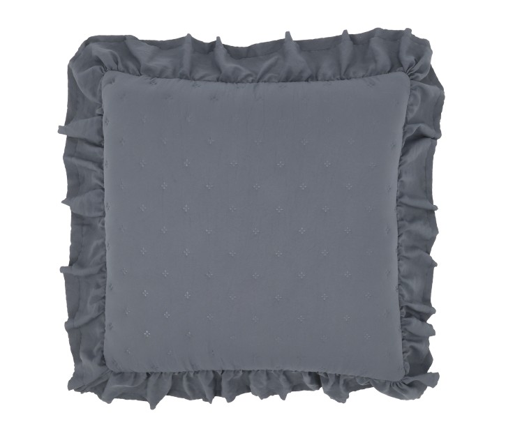 Povlak na polštář Aix Soft modrý s volánkovým lemem z polyesteru – 50*50 cm Chic Antique