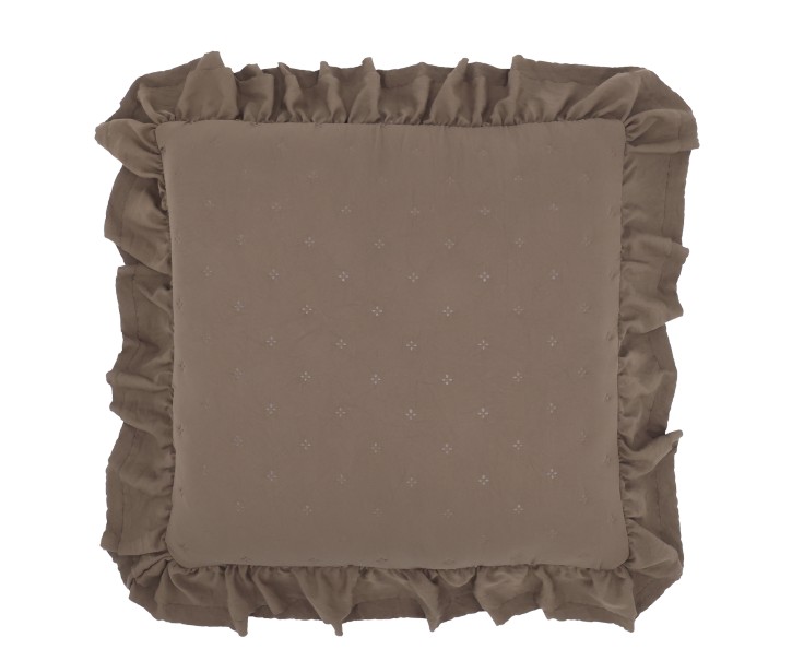 Polštářový povlak Aix Soft s volánkem hnědý a přírodní polyester – 50*50 cm Chic Antique
