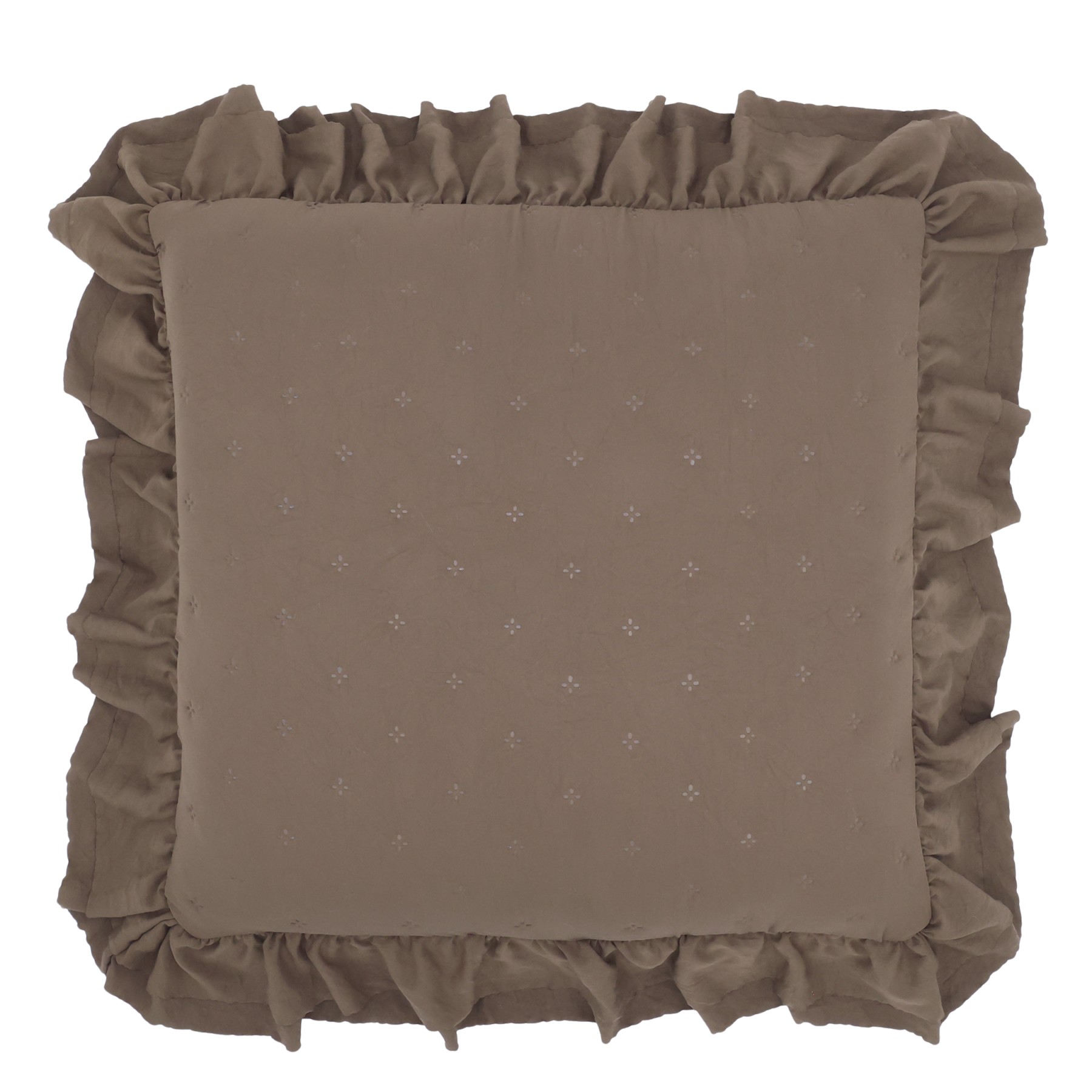 Hnědý povlak na polštář s volánkovým okrajem Aix Soft – 50*50 cm