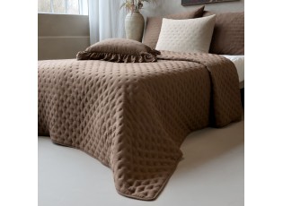 Měkký hnědý prošívaný přehoz Aix Soft na dvoulůžko – 260*240 cm