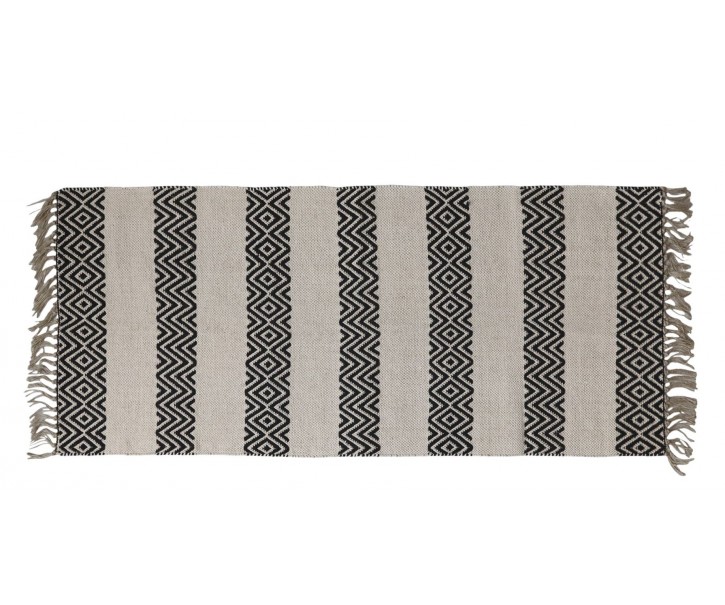 Běhoun s černobílým vzorem z bavlny a juty – 150*70 cm Chic Antique