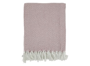 Bavlněný růžový pléd se vzorem a třásněmi Aix Vintage – 150*130 cm