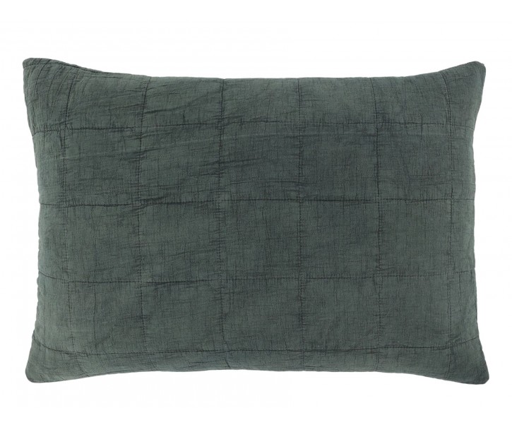 Tmavě zelený povlak na polštář s opraným vzhledem Aix Vintage – 60*40 cm Chic Antique