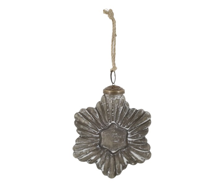Mocca vánoční skleněná baňka vločka – 10*10*12 cm Chic Antique