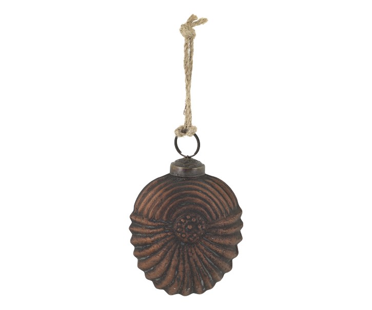 Mocca antik vánoční baňka se vzorem – Ø 7 cm Chic Antique