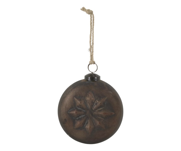 Mocca antik vánoční skleněná baňka s hvězdou – 10*6*10 cm Chic Antique