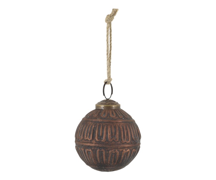 Mocca antik vánoční skleněná baňka koule se vzorem – Ø 7 cm Chic Antique