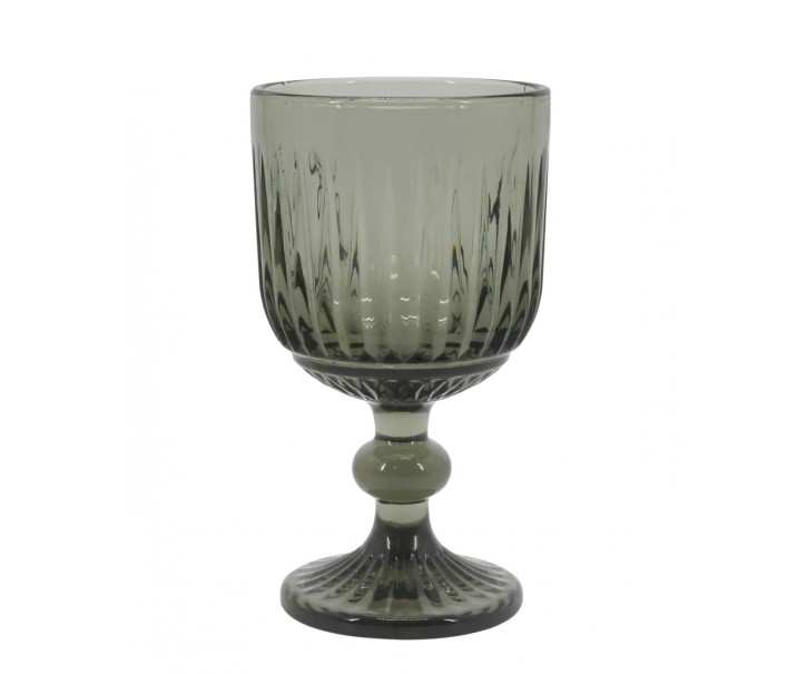 Kouřová sklenice na víno s drážkami Riller – Ø 8*14,5 cm / 250ml Chic Antique