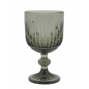 Kouřová sklenice na víno s drážkami Riller – Ø 8*14,5 cm / 250ml