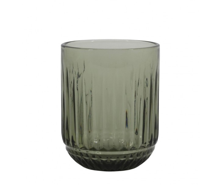 Kouřová sklenice na vodu s drážkami Riller – Ø 7,5*9,5 cm / 250ml Chic Antique