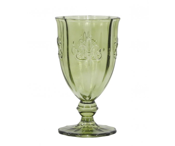 Zelená sklenice na víno Saint-Émilion s dekorem – Ø 9*16 cm / 350ml Chic Antique