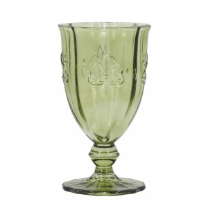Zelená sklenice na víno Saint-Émilion s dekorem – Ø 9*16 cm / 350ml