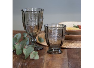 Šedá sklenice na víno Saint-Émilion s dekorem – Ø 9*16 cm / 350ml