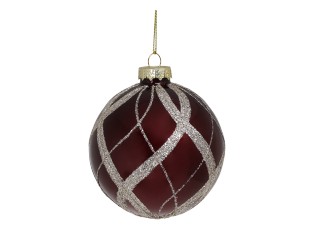 Vínová skleněná vánoční ozdoba Chic Bauble – Ø 8 cm