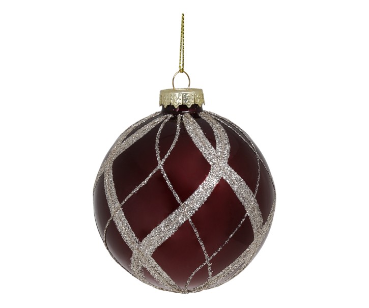 Vínová skleněná vánoční ozdoba Bauble – Ø 8 cm Chic Antique