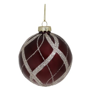 Vínová skleněná vánoční ozdoba Bauble – Ø 8 cm