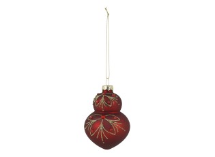 Červená skleněná vánoční ozdoba s dekorem Chic Bauble – Ø 7*10 cm