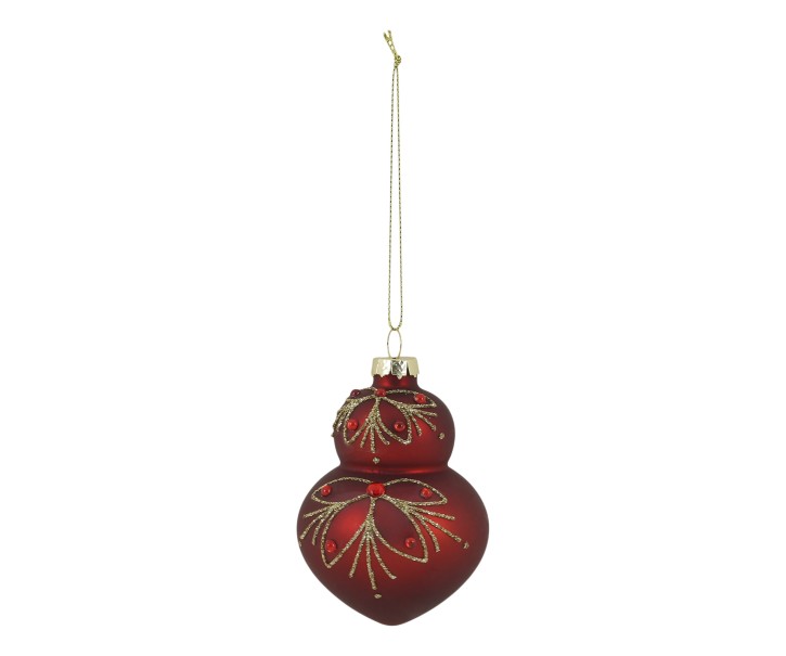 Červená skleněná vánoční ozdoba s dekorem Chic Bauble – Ø 7*10 cm Chic Antique