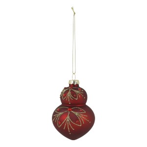 Červená skleněná vánoční ozdoba s dekorem Chic Bauble – Ø 7*10 cm