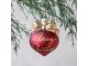 Červená skleněná vánoční baňka s mašlí Merra Christmas – Ø 8*10 cm Chic Antique