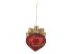 Červená skleněná vánoční baňka s mašlí Merra Christmas – Ø 8*10 cm Chic Antique