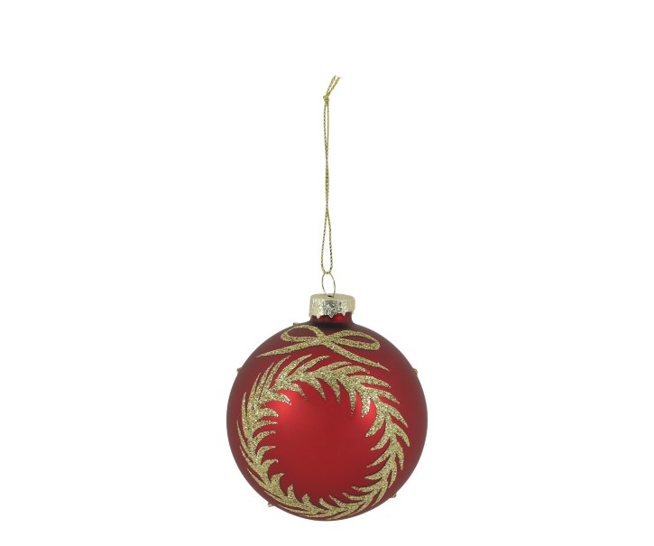 Červená skleněná vánoční ozdoba s girlandou Chic Bauble – Ø 8 cm Chic Antique