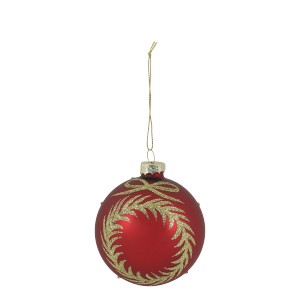 Červená skleněná vánoční ozdoba s girlandou Chic Bauble – Ø 8 cm