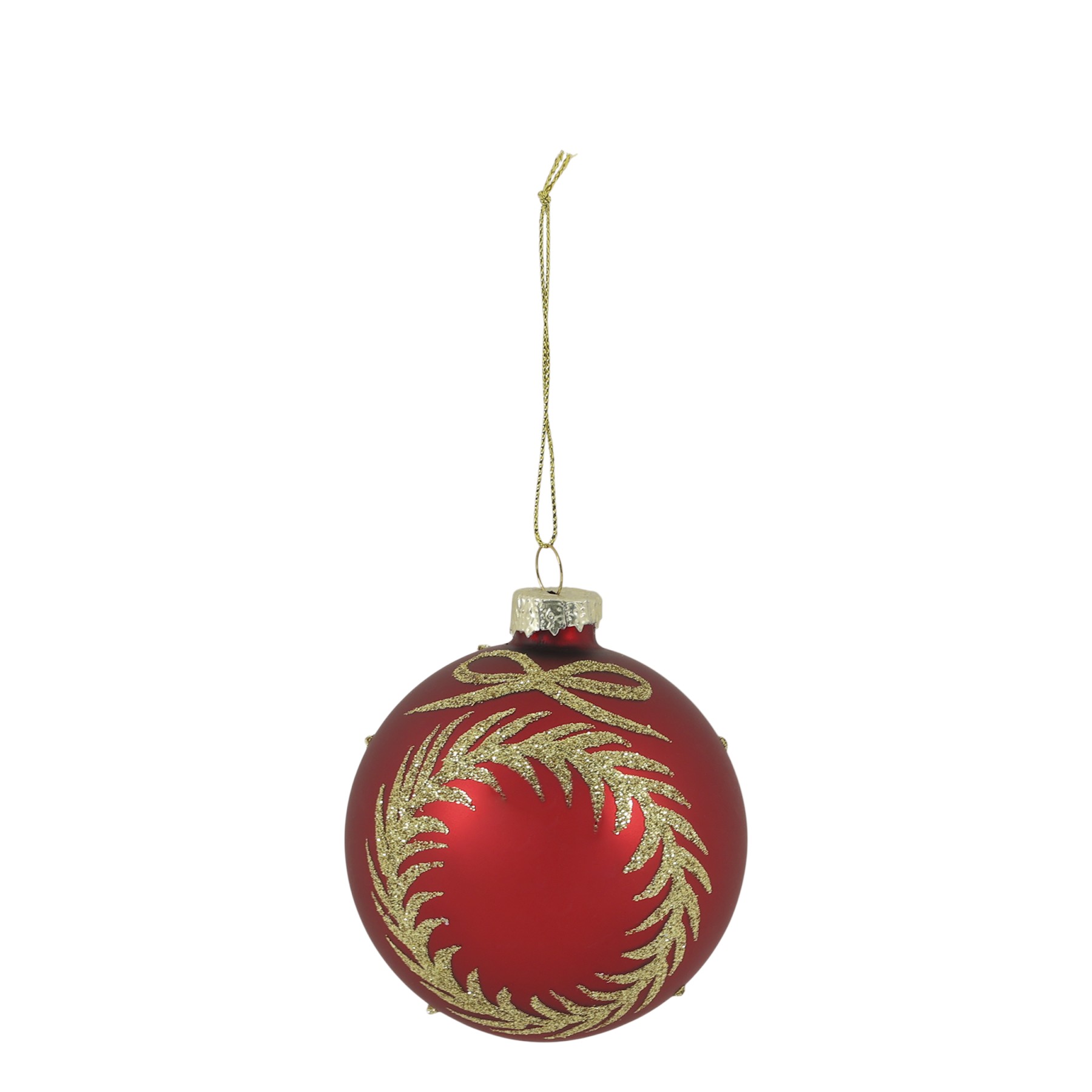 Červená skleněná vánoční ozdoba s girlandou Chic Bauble – Ø 8 cm