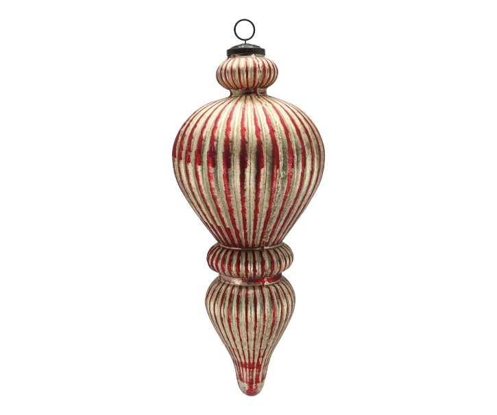 Vánoční veliká červená champagne skleněná ozdoba Ornament – Ø 17*42 cm Chic Antique