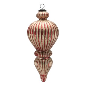 Vánoční veliká červená champagne skleněná ozdoba Ornament – Ø 17*42 cm