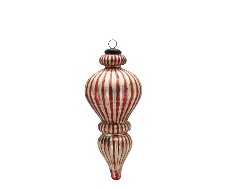 Vánoční veliká červená champagne skleněná ozdoba Ornament – Ø 13*30 cm Chic Antique