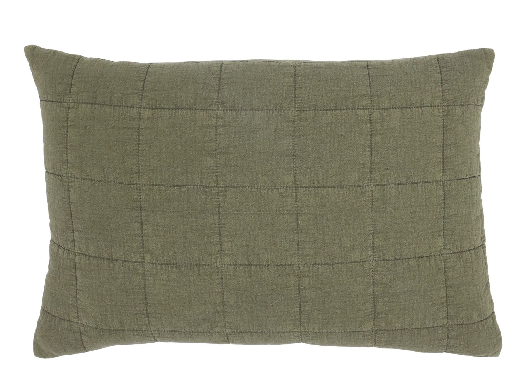Olivově zelený povlak na polštář s opraným vzhledem Aix Vintage – 60*40 cm