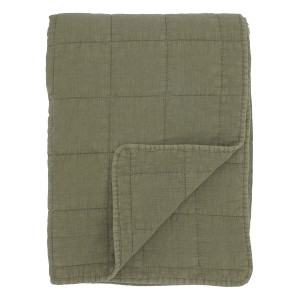 Olivově zelený pléd s opraným vzhledem Aix Vintage – 180*130 cm