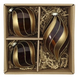 Sada 3ks vánočních skleněných ozdob Chic Antique Mocca – Ø 7*12 / Ø8 / Ø8*7 cm 