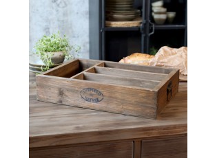 Box na příbory se 4 přihrádkami z borovicového dřeva Nature – 40*27*8,5 cm
