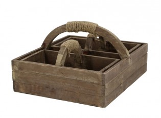 Box s rukojetí a 2 boxy z borovicového dřeva Nature – 23*12*13 cm