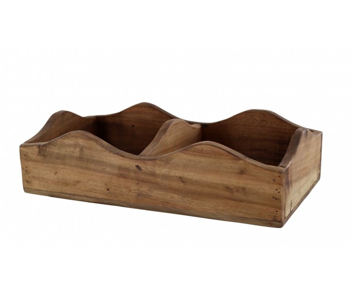 Krabička z recyklovaného dřeva s 2 přihrádkami Grimaud Nature – 40*20*9 cm Chic Antique