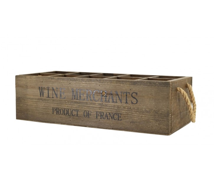 Box s 10 přihrádkami na víno z borovicového dřeva Wine Merchants – 49*21*14 cm Chic Antique