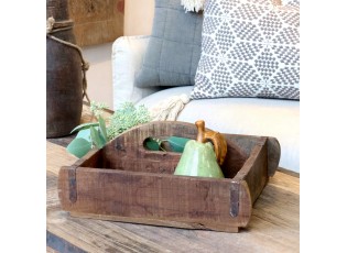 Box Grimaud z recyklovaného hnědého dřeva s rukojetí – 30*25*13 cm