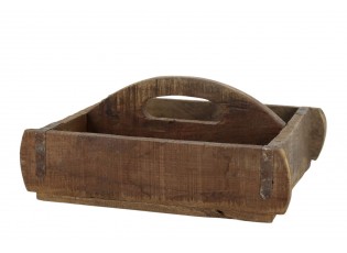 Box Grimaud z recyklovaného hnědého dřeva s rukojetí – 30*25*13 cm