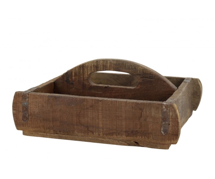 Box Grimaud z recyklovaného hnědého dřeva s rukojetí – 30*25*13 cm Chic Antique
