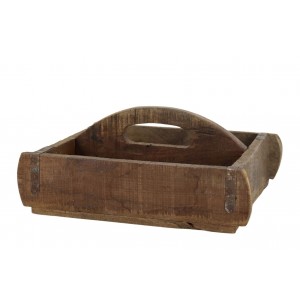 Box Grimaud z recyklovaného hnědého dřeva s rukojetí – 30*25*13 cm