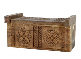 Krabička Grimaud s vyřezáváním a víkem z recyklovaného dřeva – 36*19*17 cm