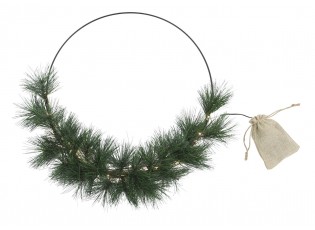 Věnec Fleur s umělými jedlovými větvemi a LED světýlky – Ø 50 cm