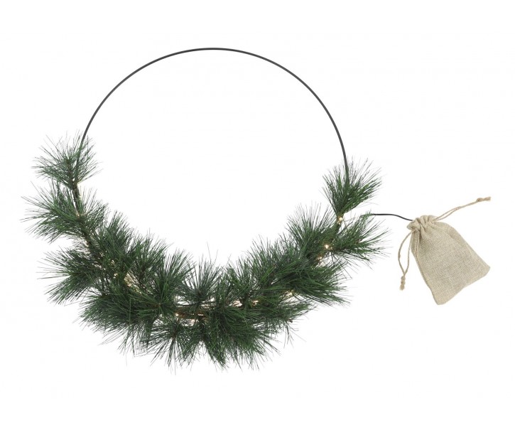 Věnec Fleur s umělými jedlovými větvemi a LED světýlky – Ø 50 cm Chic Antique