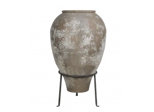 Béžový antik květináč s podstavcem Chic Antique – Ø 49*85 cm